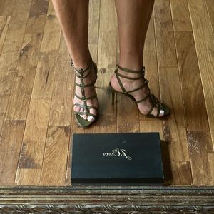 Jcrew olive moss heeled sandal